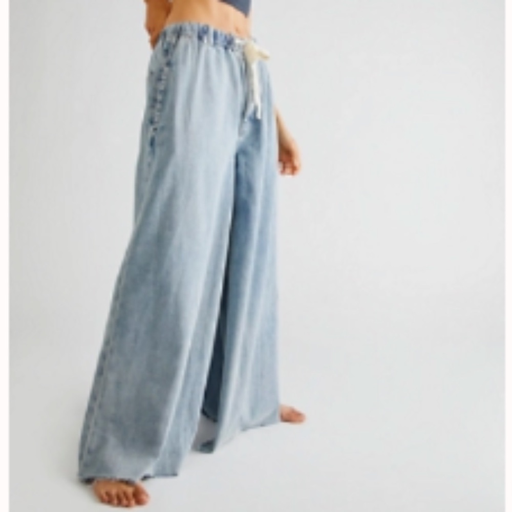 Free People, We The Free Clover Wide Let Solid Pants, XS, Whimsy Blue